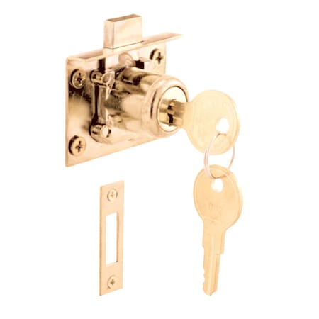 Prime-Line Prime-Line Bright Brass Gold Steel Cabinet/Drawer Lock U10666